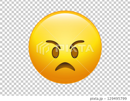 Gradient yellow angry, upset, disappointed face icon 129495799