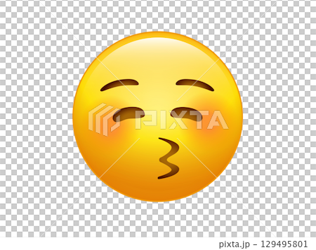 Yellow smiley red cheek face with kissing mouth icon Yellow smiley red cheek face with kissing mouth icon 129495801