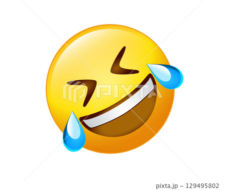Yellow rolling on the floor laughing out loud face icon with closed eyes and blue tears Yellow rolling on the floor laughing out loud face icon with closed eyes and blue tears 129495802
