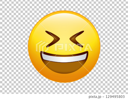 Gradient yellow laugh happy character face icon Gradient yellow laugh happy character face icon 129495803