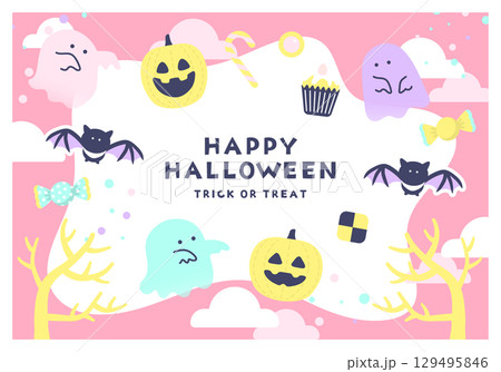 かわいいハロウィンの背景素材_1 かわいいハロウィンの背景素材_1 129495846