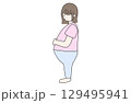 デニムパンツを履いた妊婦のイラスト 129495941