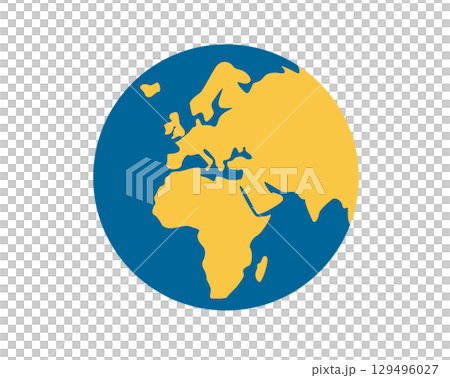 Globe showing Europe and Africa in green against blue ocean icon 129496027