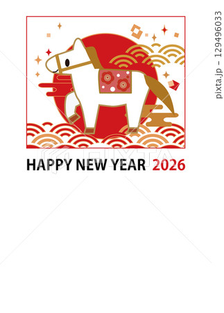 2026年の馬のイラストの年賀状 2026年の馬のイラストの年賀状 129496033