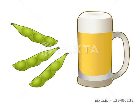 ビールと枝豆のイラスト 129496139