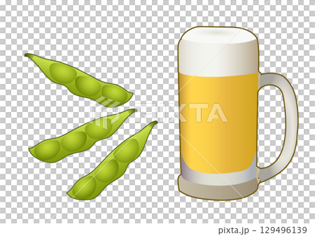 ビールと枝豆のイラスト 129496139