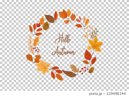 向量圖的由落葉製成的花環 向量圖的由落葉製成的花環 129496144
