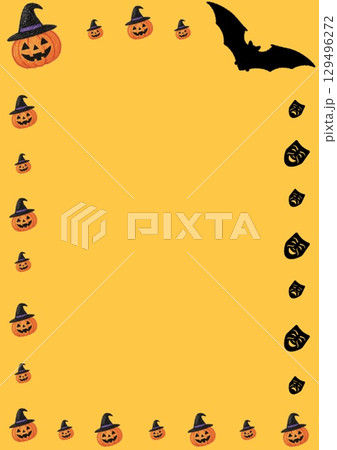 A4チラシ枠タテ(秋　ハロウィン) オレンジ 129496272