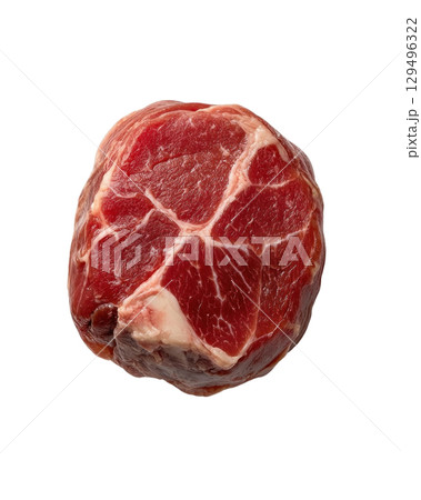Raw fresh red meat isolated on transparency background. High quality beef cut for cooking 129496322