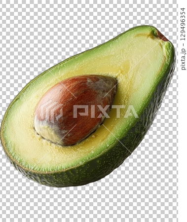 Half of ripe avocado with seed isolated on transparency background 129496354