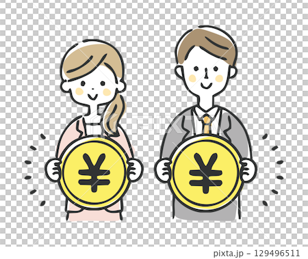 ビジネスマンとお金のイラスト 129496511
