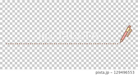 Color illustration of a mechanical pencil writing a dotted line 129496553