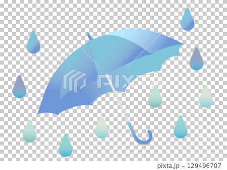 Illustration of an umbrella with drops on a rainy day 129496707