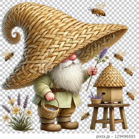 gnome caring for bees 129496883