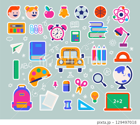 Flat Back To School Elements 129497018