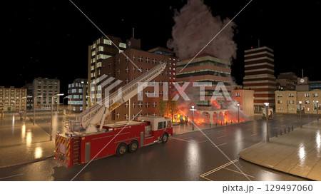 攻撃される都市の風景 129497060