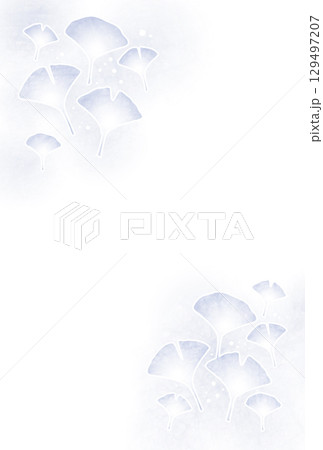 喪中はがき、銀杏、かわいい、秋、イラスト、青 129497207