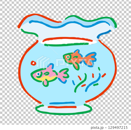 Illustration of a goldfish swimming 129497215