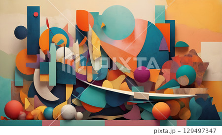 Impasto Layering With Vibrant Gradient Overlays 129497347