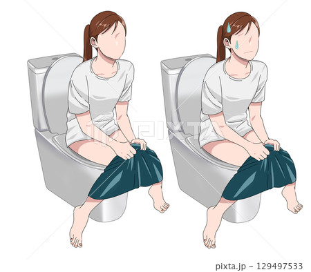 トイレをする女性セット 129497533