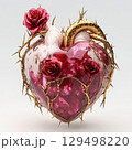Heart With Roses and Thorns, Artistic Representation of Love and Pain, Unique Concept for Emotional Expressions 129498220