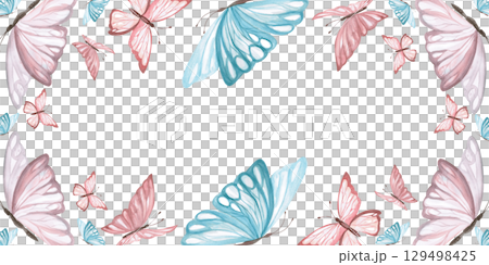 Rectangular frame with butterflies. Isolated...のイラスト素材 [129498425] - PIXTA
