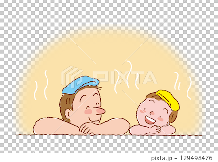 お風呂に入る親子 129498476