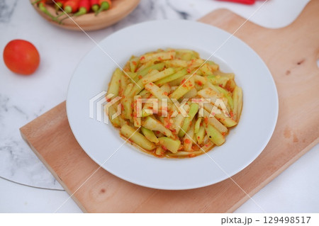 Spicy Sauteed Chayote Squash Traditional Dish 129498517