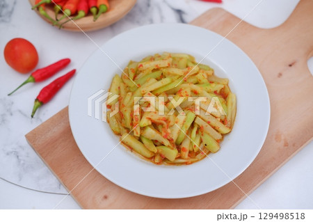 Spicy Sauteed Chayote Squash Traditional Dish 129498518