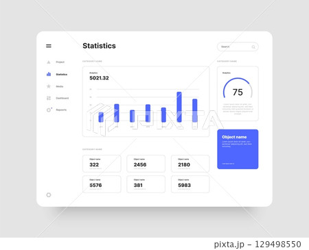 Wireframes screens. Dashboard UI and UX Kit design. 129498550