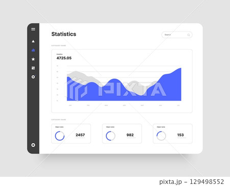 Wireframes screens. Dashboard UI and UX Kit design. 129498552