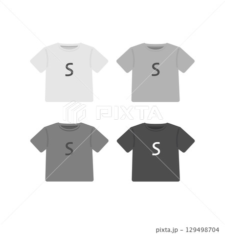 Tシャツ　服　サイズ表記（S）　イラストセット 129498704