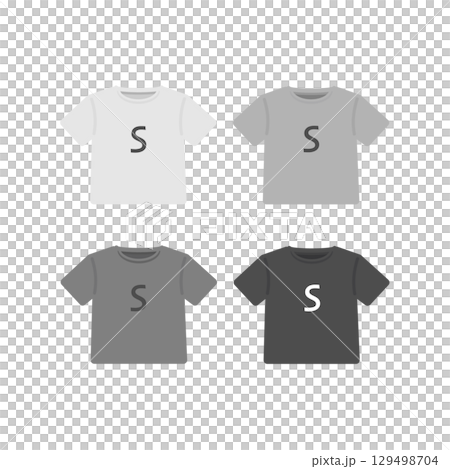 Tシャツ　服　サイズ表記（S）　イラストセット 129498704