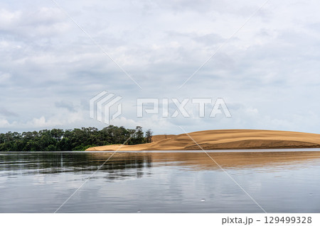 Dunes and lagoons of Vassouras, Lencois Maranhenses, Barreirinhas in Brazil. White sand dunes with pools of fresh water 129499328
