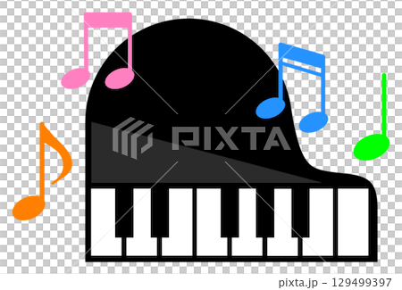 演奏会や発表会で音楽を奏でるピアノのイラスト 129499397