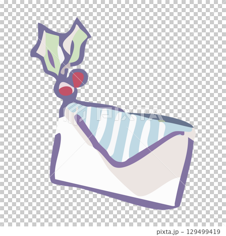 ヒイラギ飾り付きクリスマス封筒のイラスト 129499419