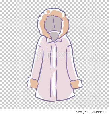 帶有毛皮兜帽的長外套插圖 帶有毛皮兜帽的長外套插圖 129499436