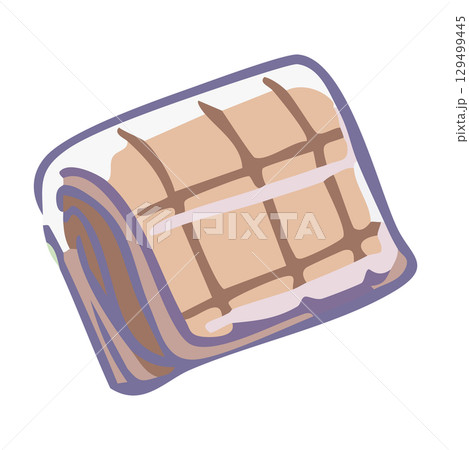 チェック柄のたたんだブランケットのイラスト 129499445