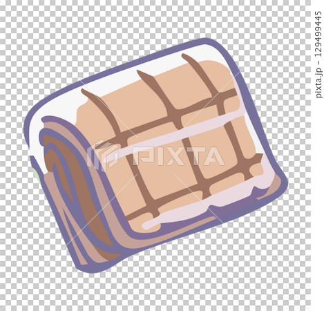 チェック柄のたたんだブランケットのイラスト 129499445