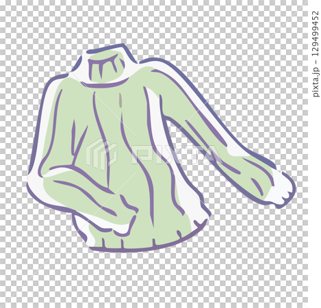 Illustration of a light green high-neck sweater 129499452