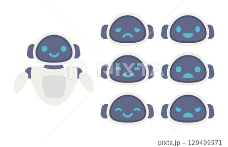 デフォルメのロボットと様々な表情 129499571