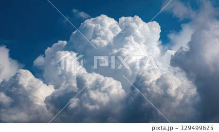 夏空にそびえる雄大な積雲 夏空にそびえる雄大な積雲 129499625