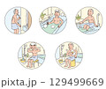 入浴するおじいさん 129499669