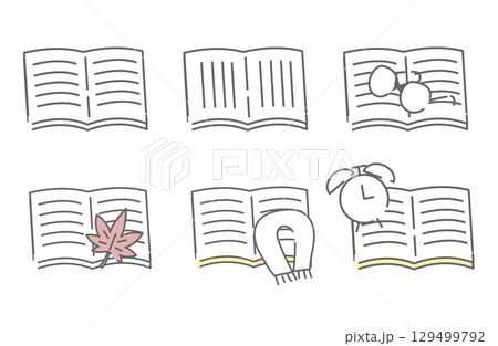 秋の読書と学びのアイコン（開いた本） 129499792