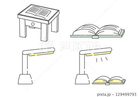 勉強机と読書灯のイラスト 129499793