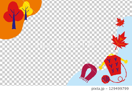 針織品和圍巾的秋季框架插圖 129499799