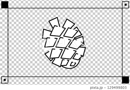Simple line drawing illustration of a pine cone 129499803