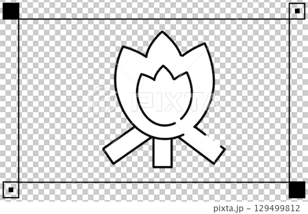 營火簡單線條畫插圖圖標 129499812