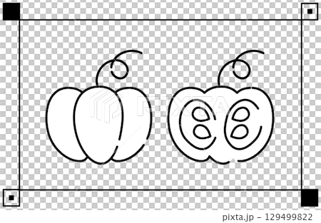 かぼちゃと断面のシンプルなイラスト 129499822