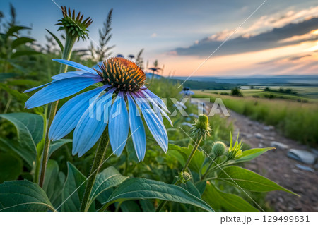 sunflower field on sunset 129499831